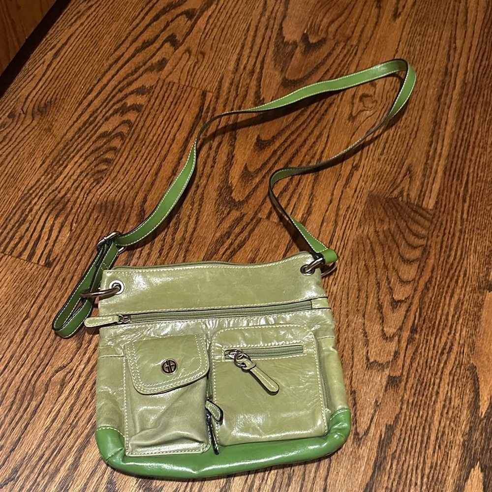 Giani Bernini Olive Green Leather Crossbody Bag